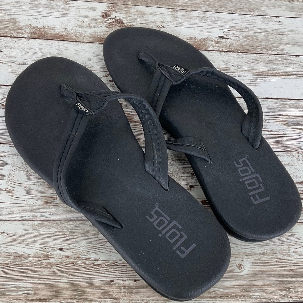 Flojos women’s CLOVER flip flop sandals black size 6